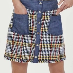 Zara Basic Multi-colored Snap Tweed Skirt